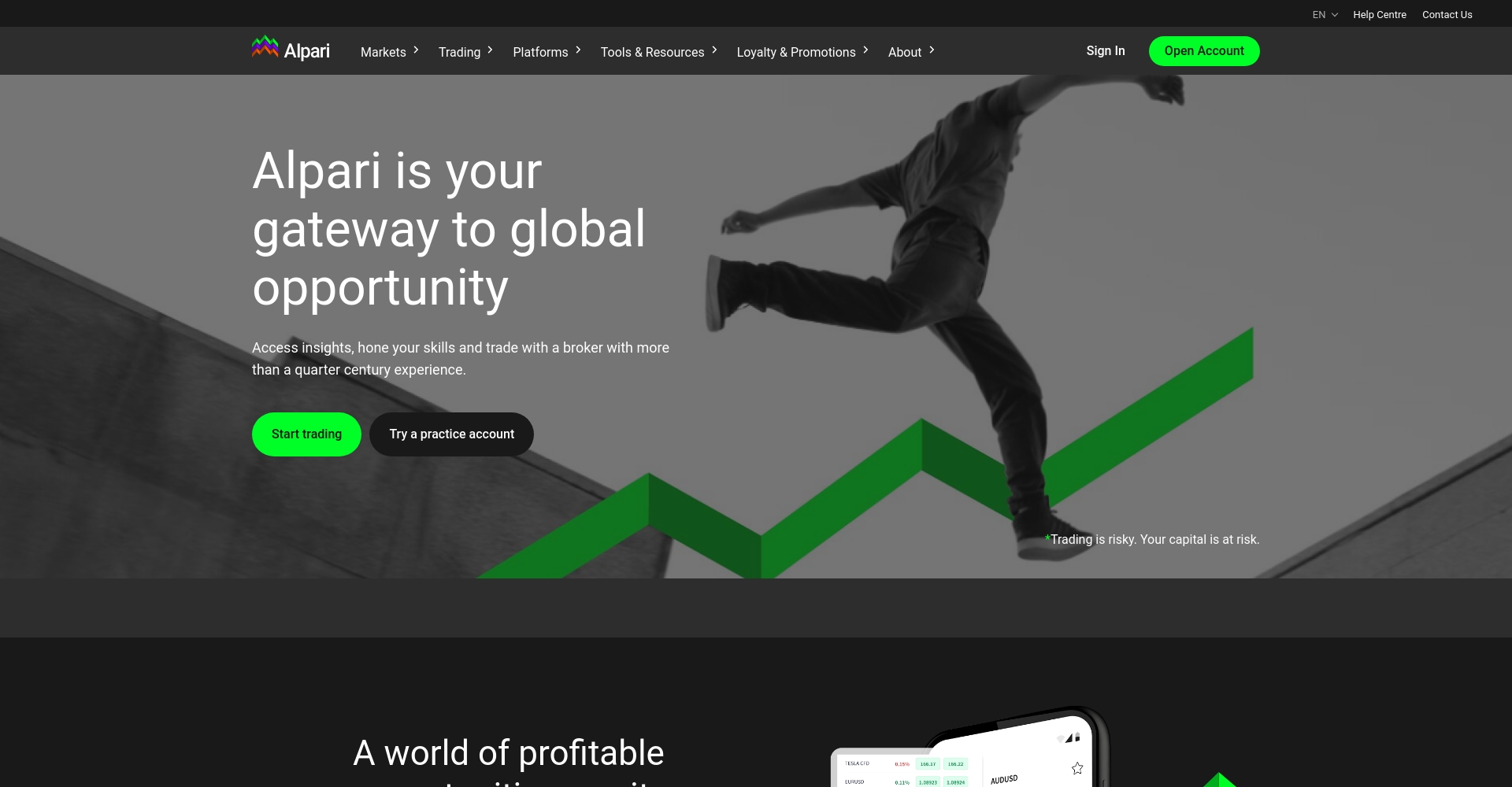 Alpari website screenshot