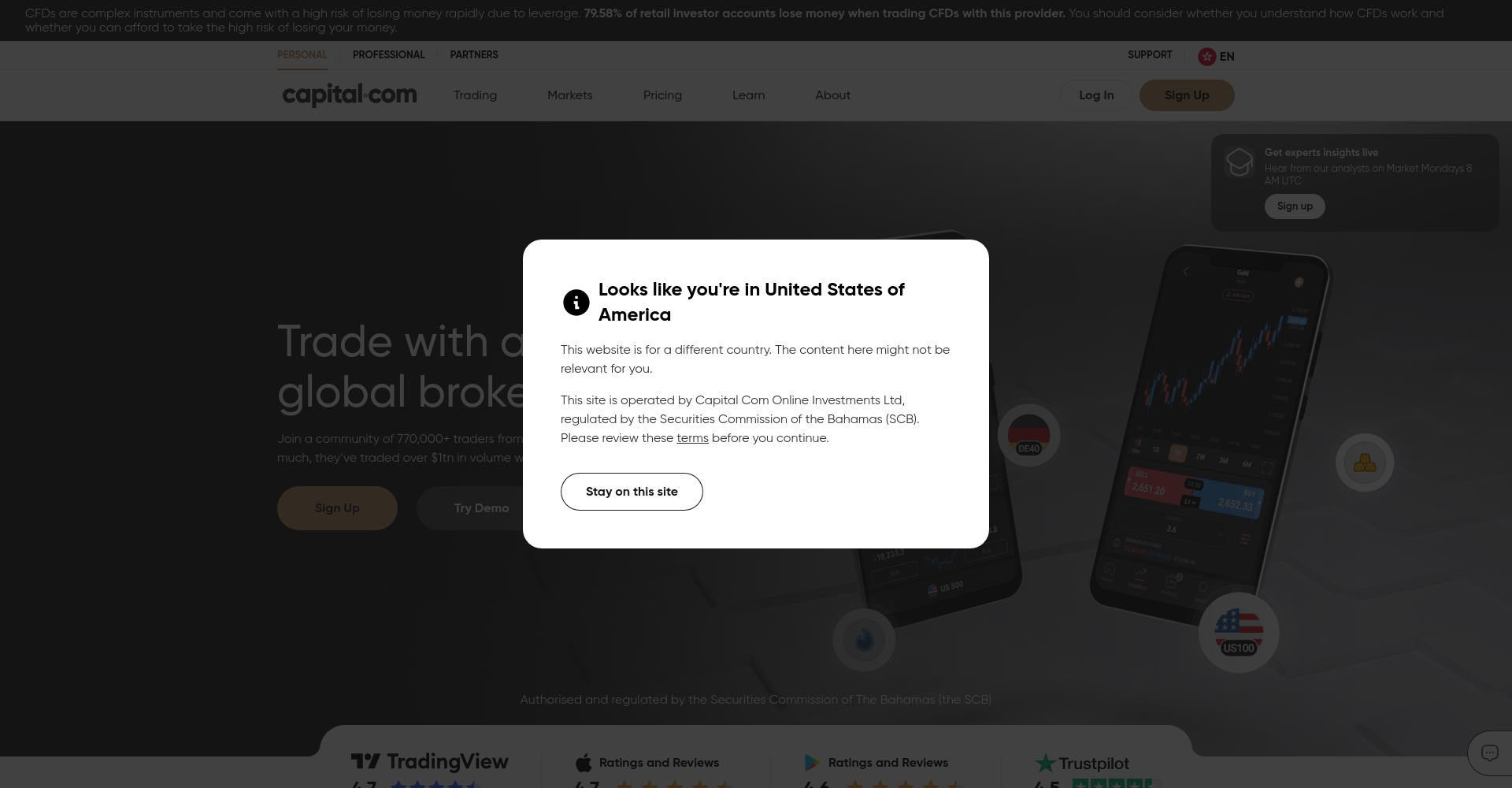 Capital.com website screenshot